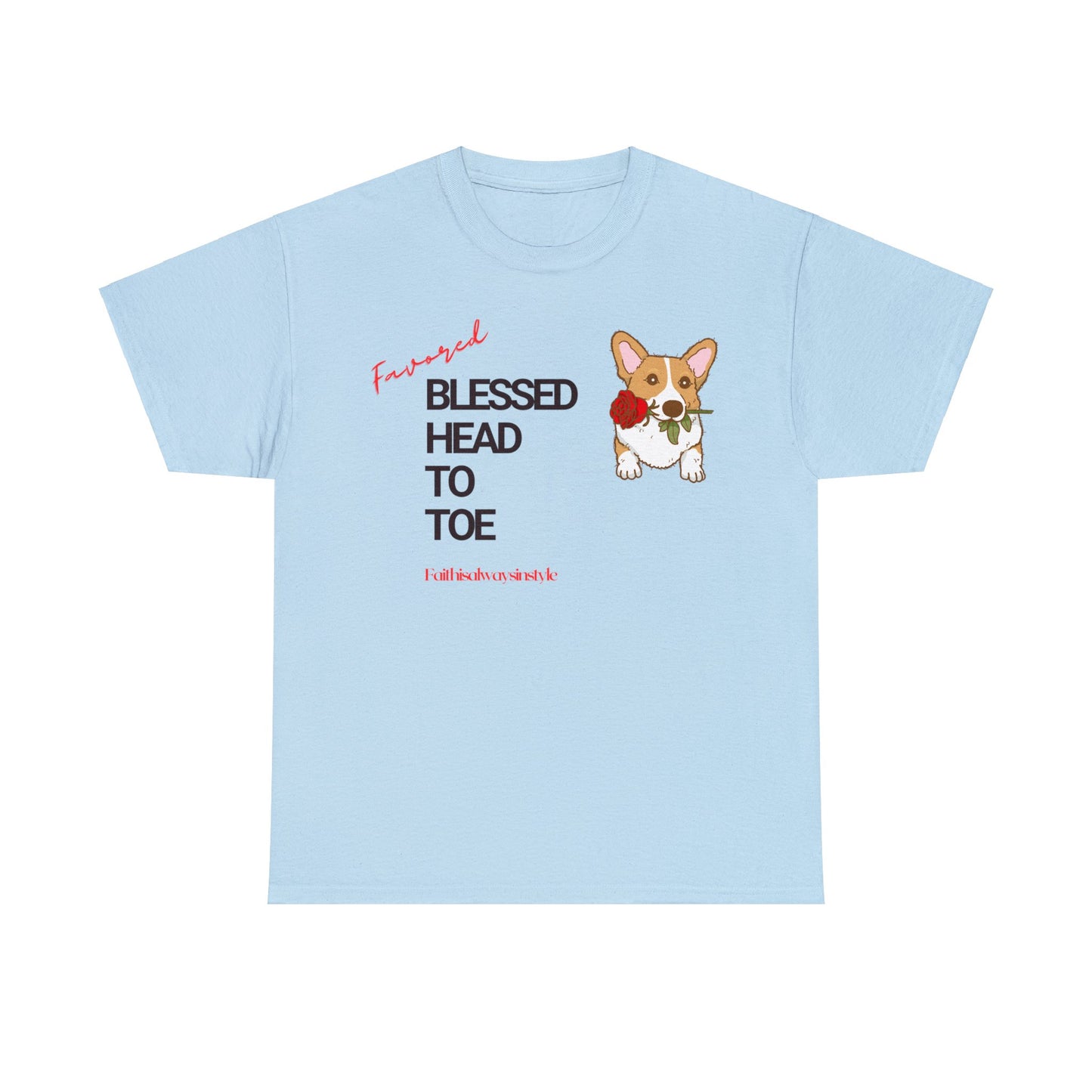 Blessed Head to Toe Corgi Cotton Tee: Embrace Gratitude!"