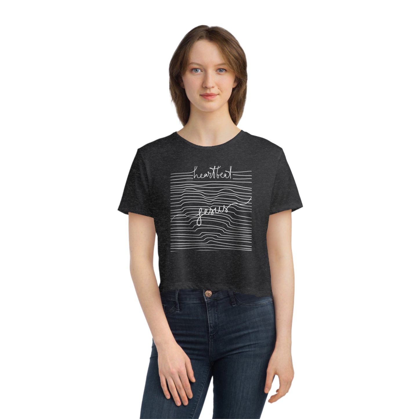 Jesus Heartbeat Women's Flowy Cropped Tee