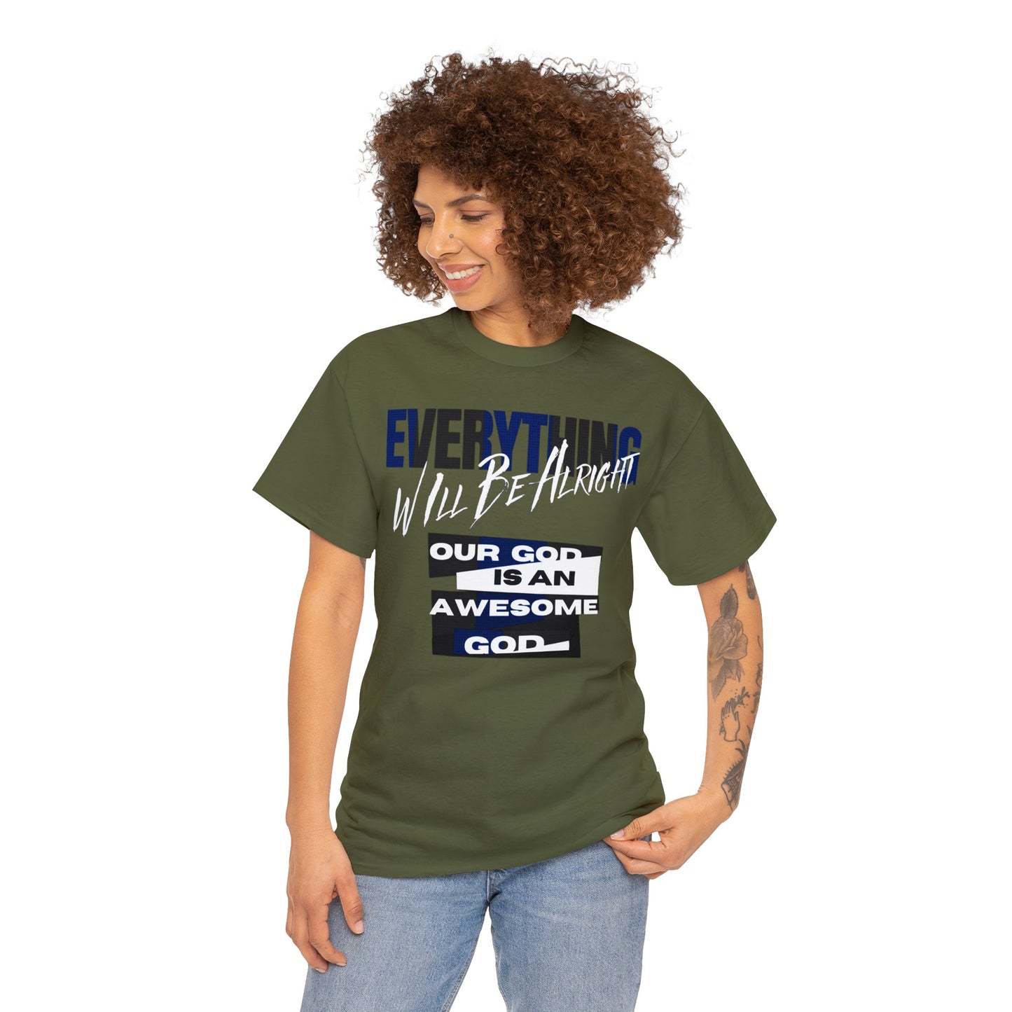 "Embrace Optimism: Alleviate Anxiety with Renewed Strength and Confidence Everything Will Be Alight Unisex Heavy Cotton Tee