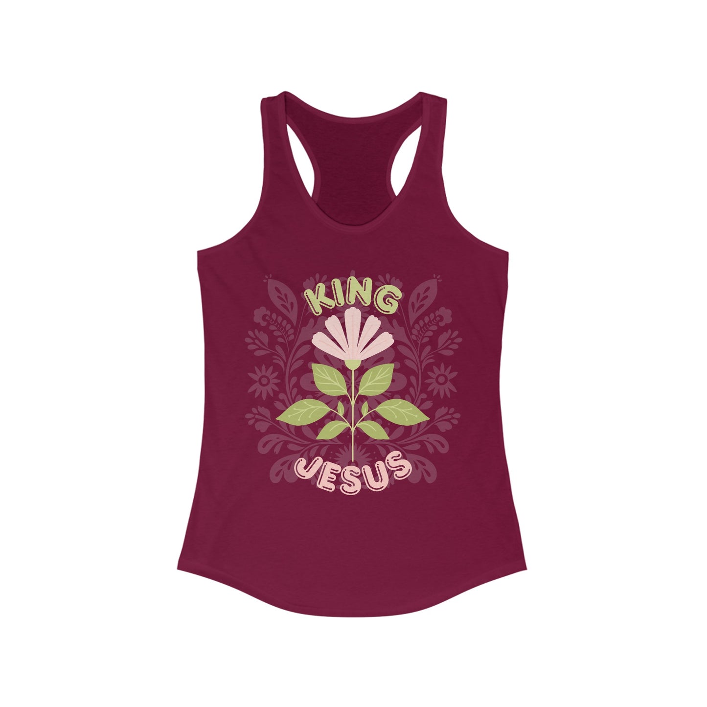 A King Jesus Flower Racerback Tank - Blessed Footprints Collection