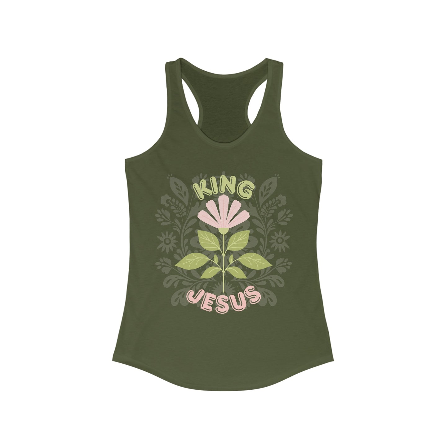 A King Jesus Flower Racerback Tank - Blessed Footprints Collection