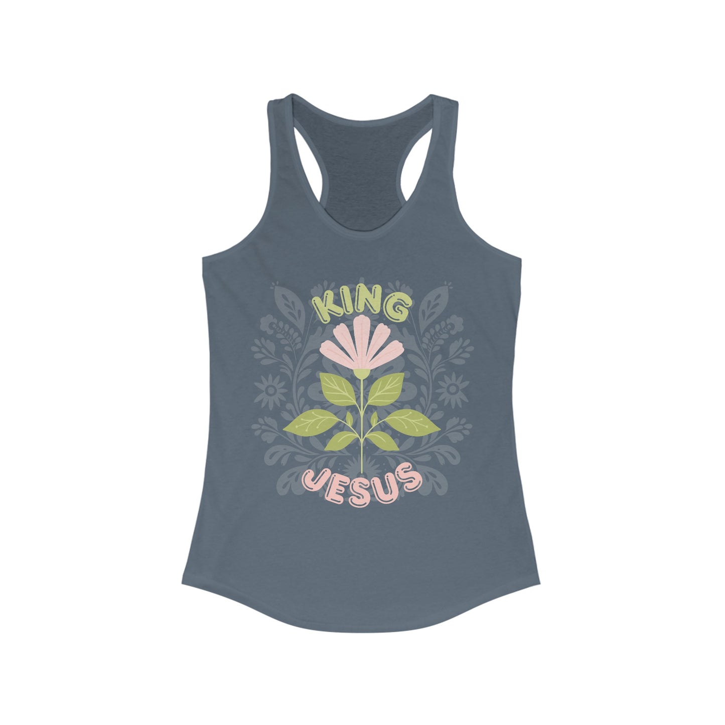 A King Jesus Flower Racerback Tank - Blessed Footprints Collection