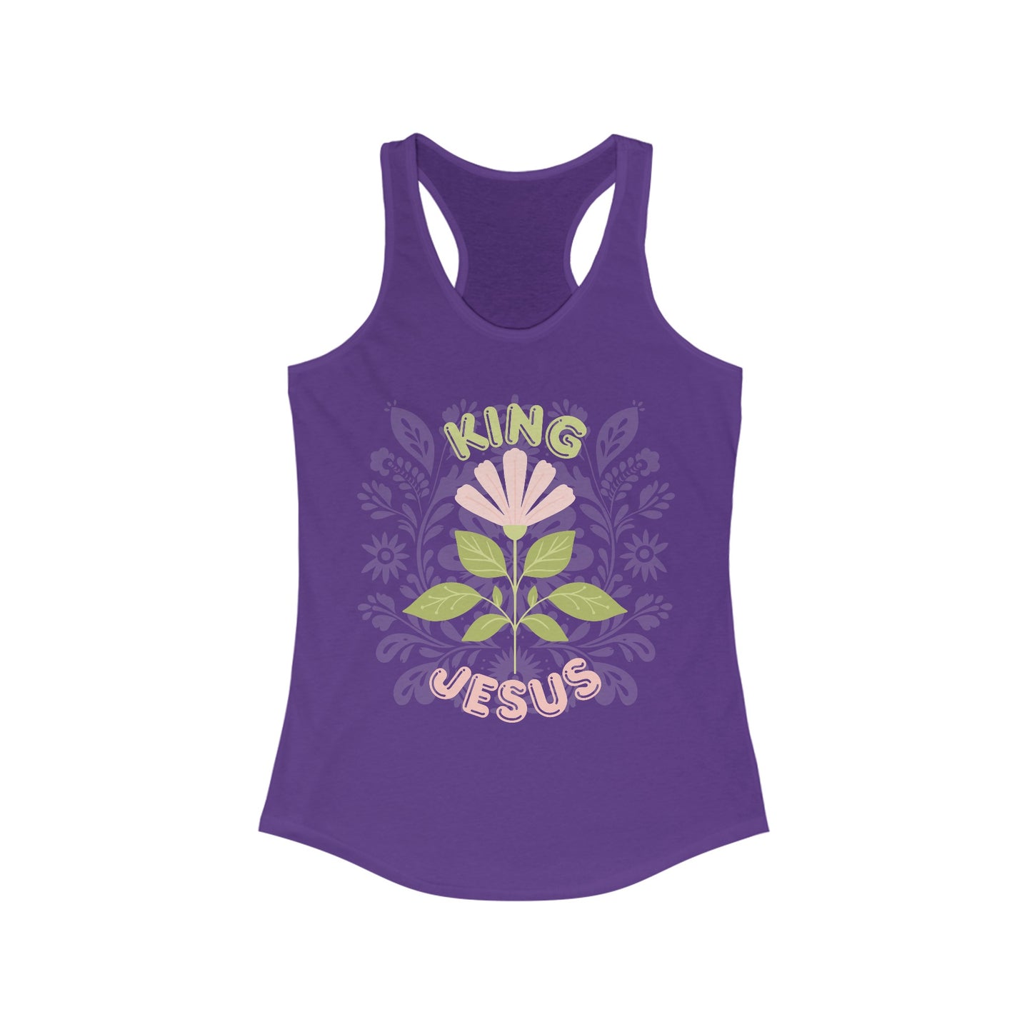 A King Jesus Flower Racerback Tank - Blessed Footprints Collection
