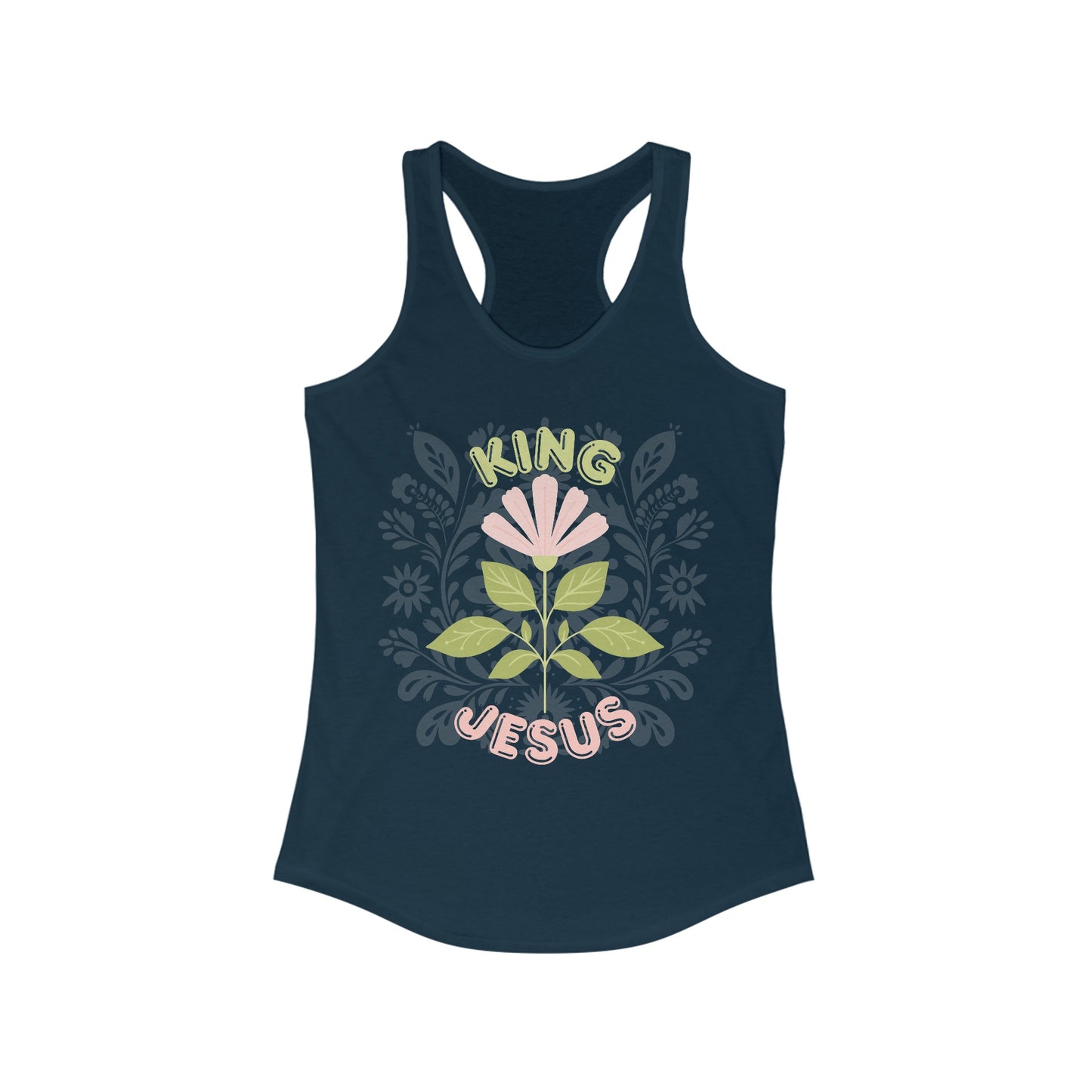 A King Jesus Flower Racerback Tank - Blessed Footprints Collection