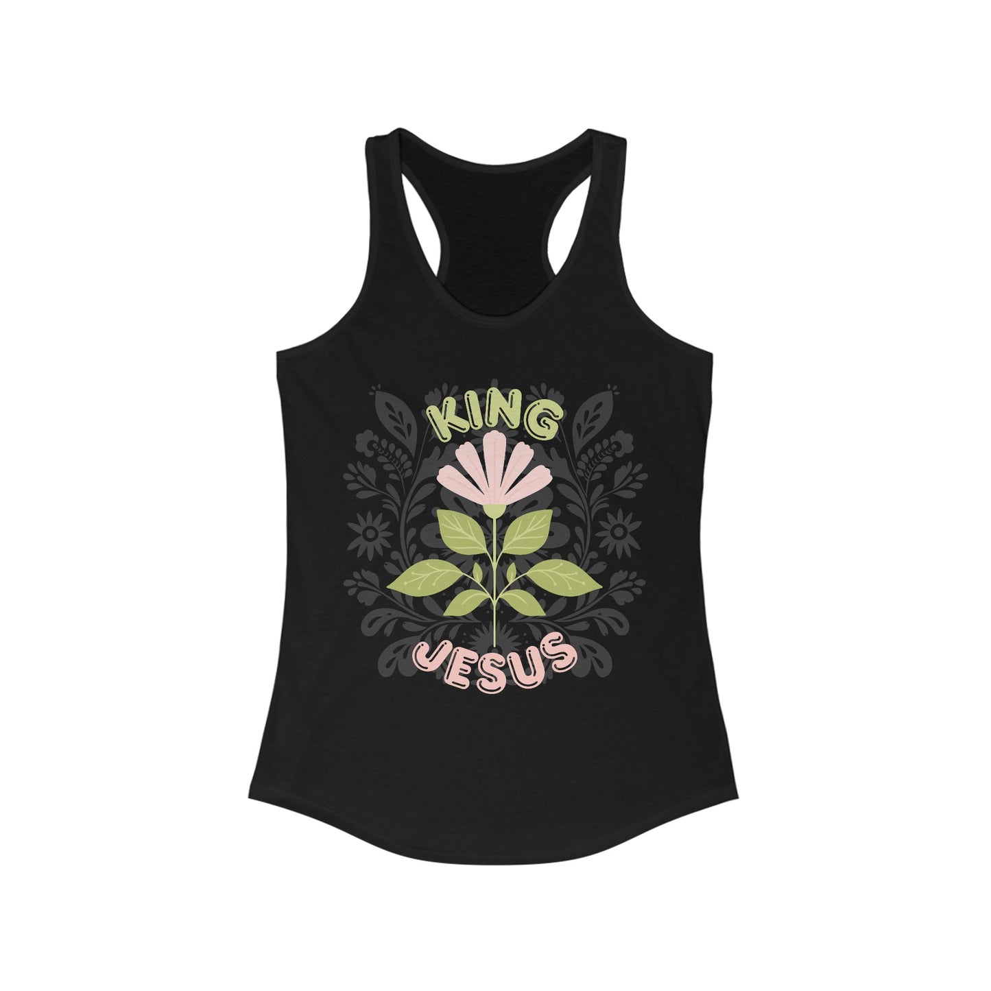 A King Jesus Flower Racerback Tank - Blessed Footprints Collection