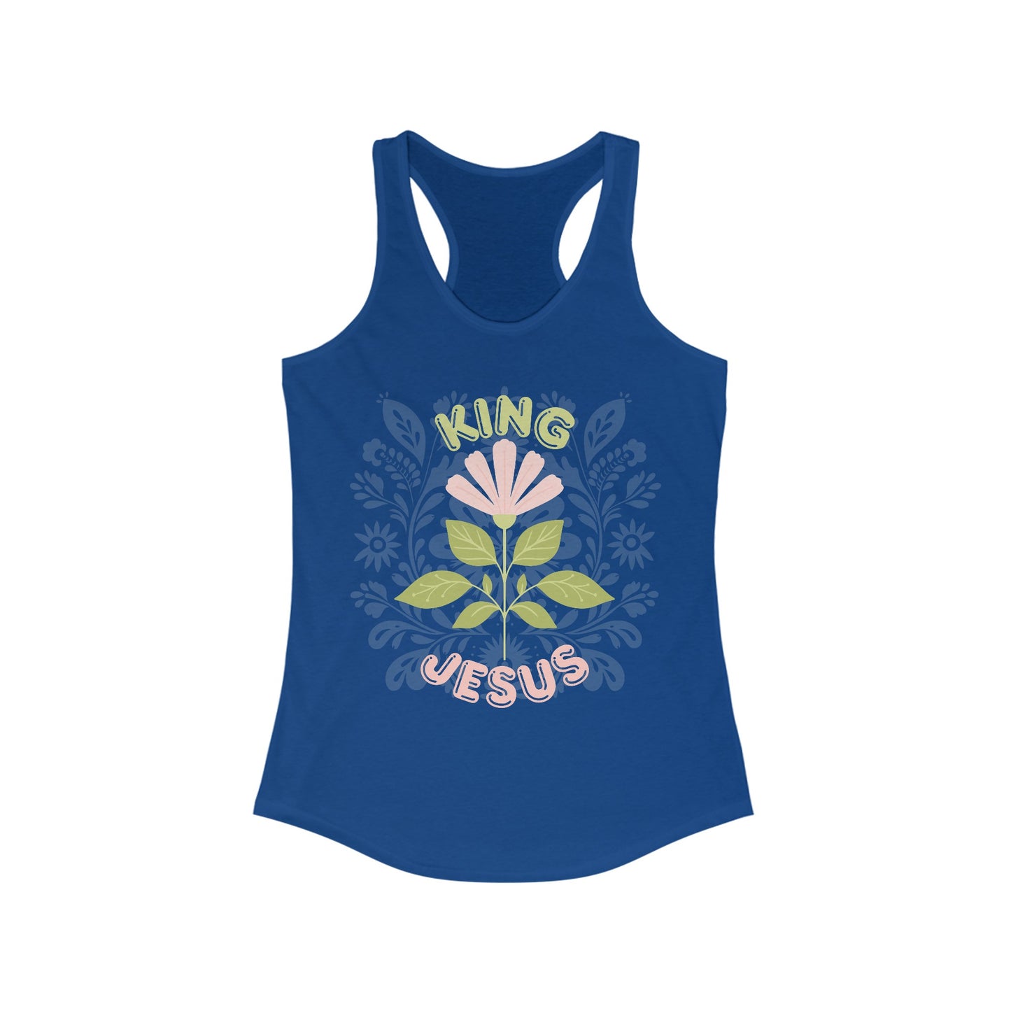 A King Jesus Flower Racerback Tank - Blessed Footprints Collection