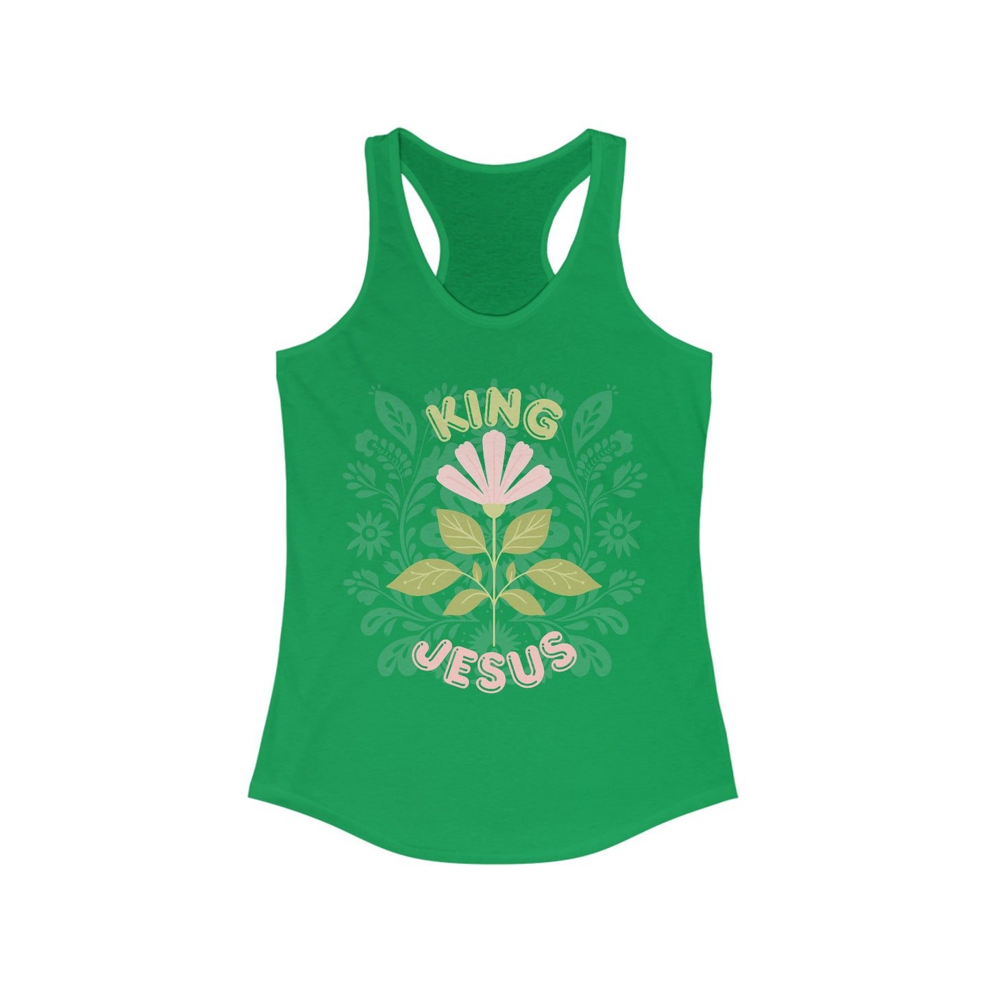A King Jesus Flower Racerback Tank - Blessed Footprints Collection