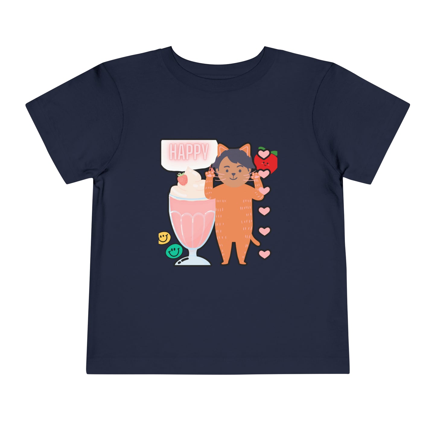 Adorable Toddler T-Shirt: Love is Purrrfect with Cute Cat and Milkshake Design