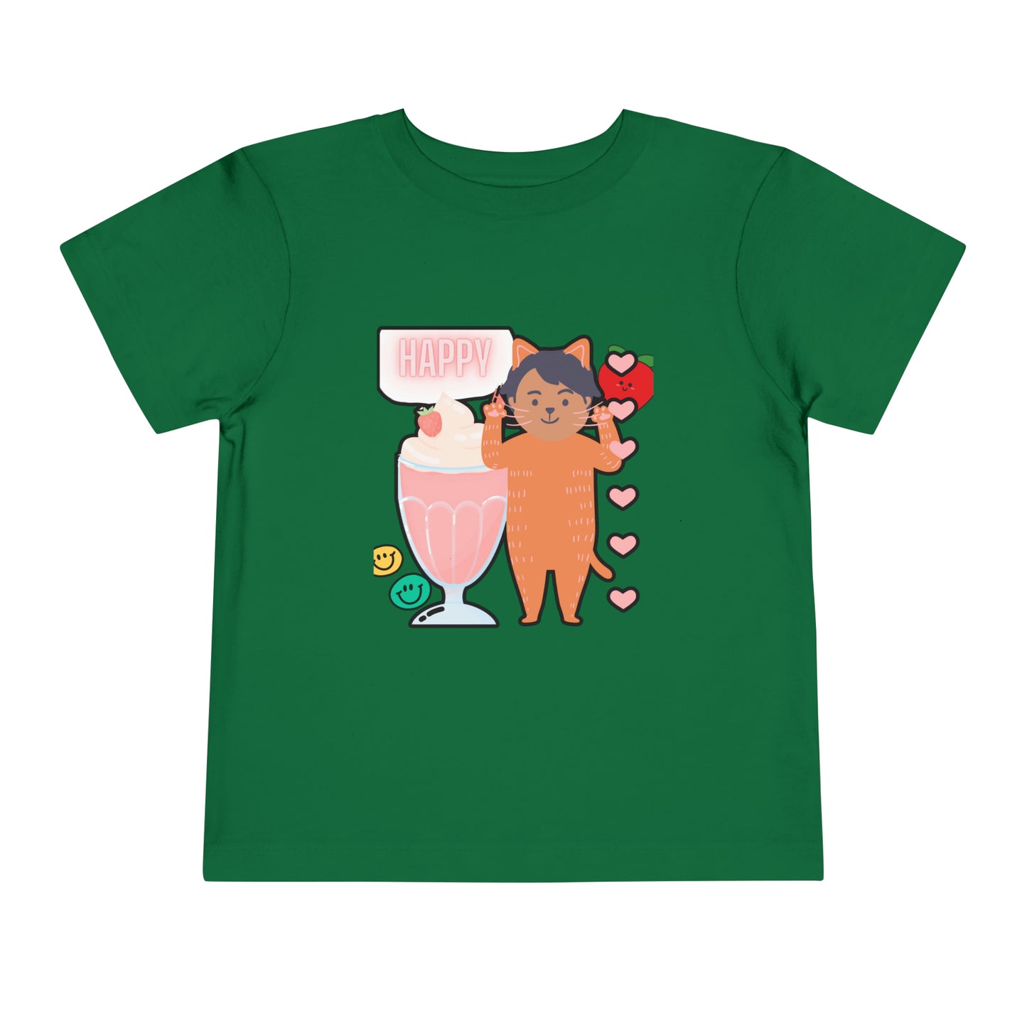Adorable Toddler T-Shirt: Love is Purrrfect with Cute Cat and Milkshake Design
