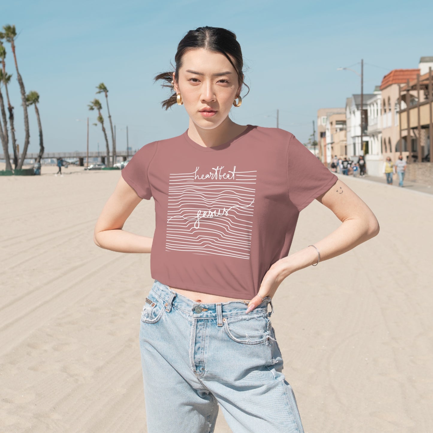 Jesus Heartbeat Women's Flowy Cropped Tee