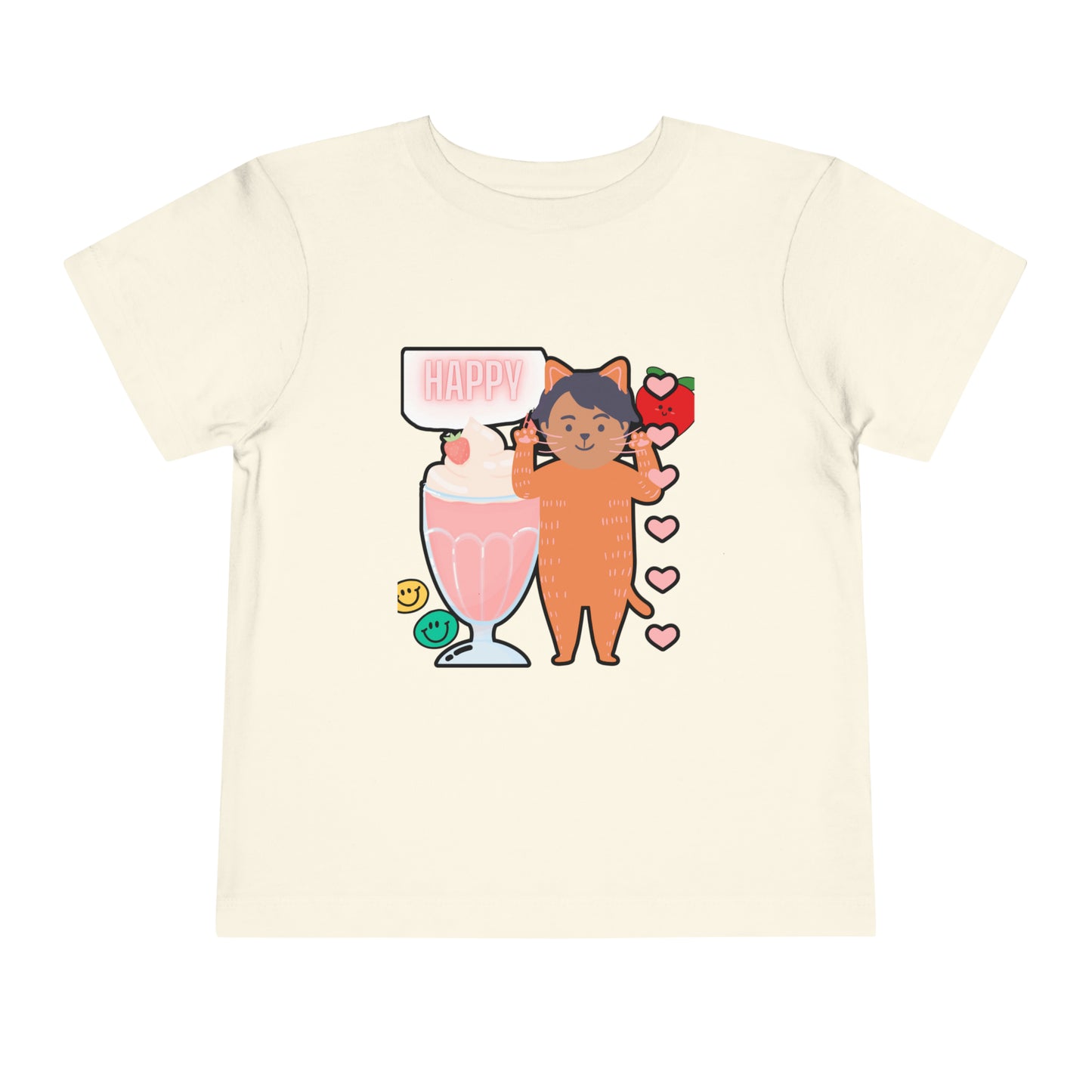 Adorable Toddler T-Shirt: Love is Purrrfect with Cute Cat and Milkshake Design