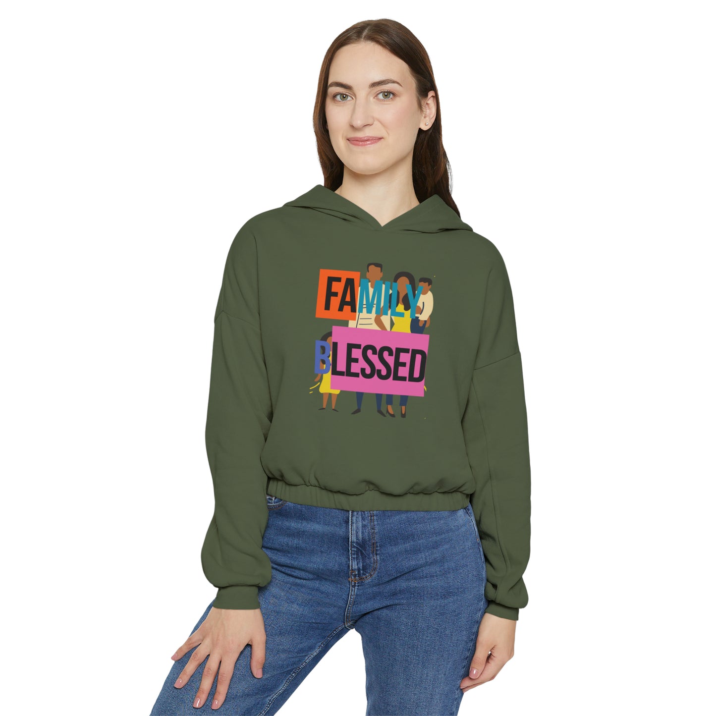 Togetherness unity family blessed love support strength family blessed bond love us together Family Blessed Women's Cinched Bottom Hoodie
