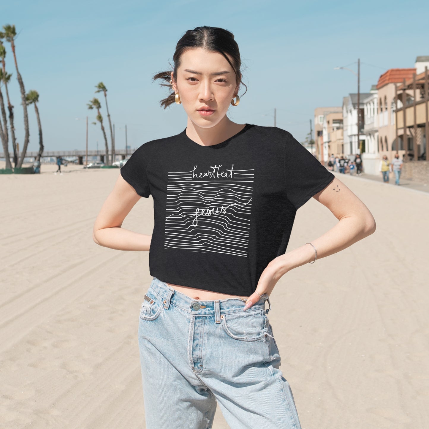 Jesus Heartbeat Women's Flowy Cropped Tee