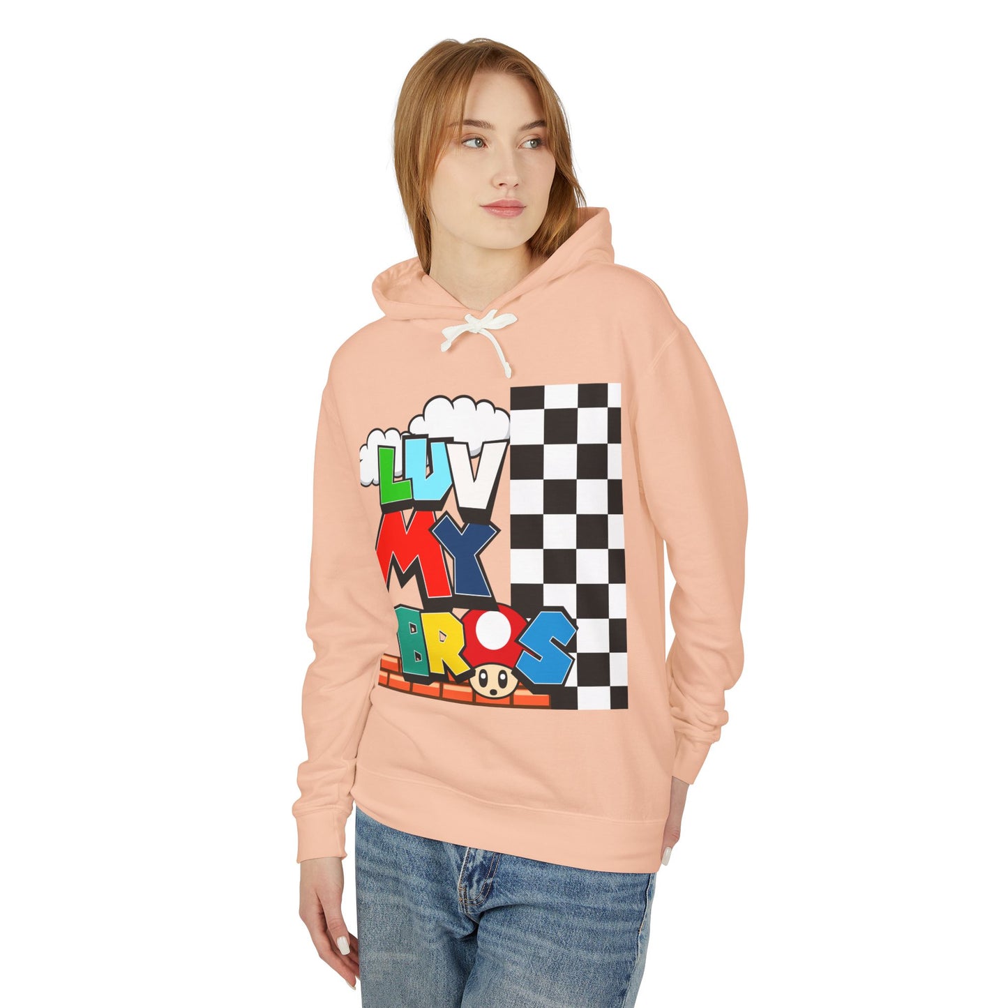 Unisex Lightweight Hooded Sweatshirt with Luv My Bros Design | Gaming Apparel, Casual Wear, Gift Idea, Cozy Hoodie, Fan Merchandise