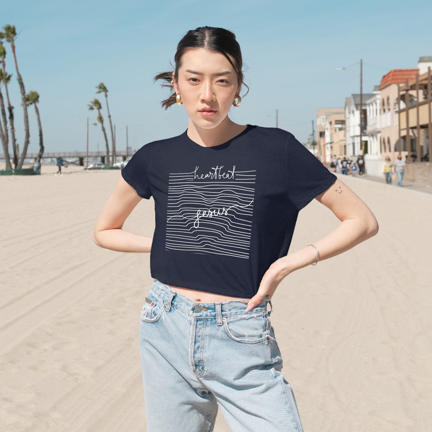 Jesus Heartbeat Women's Flowy Cropped Tee