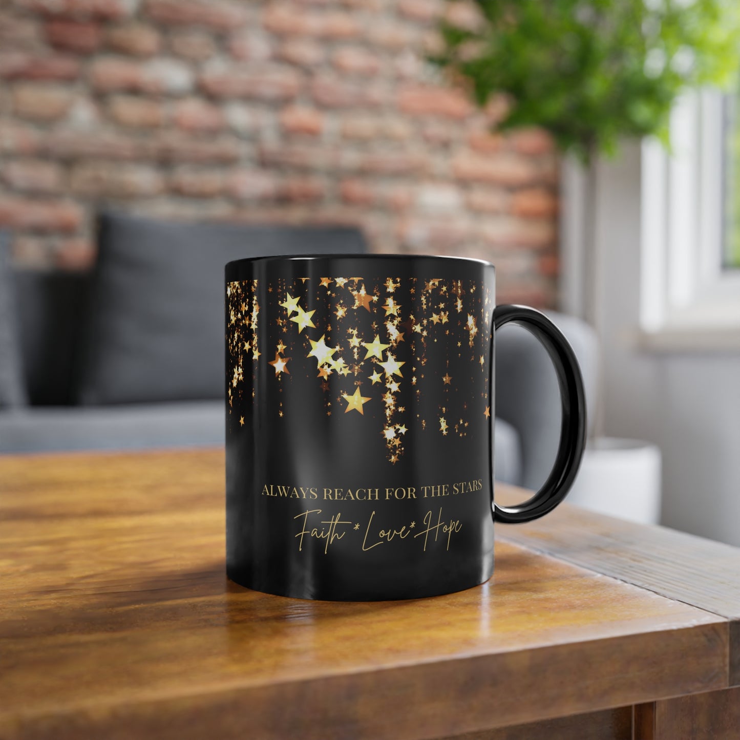 Reach for the stars Black Coffee Cup, 11oz