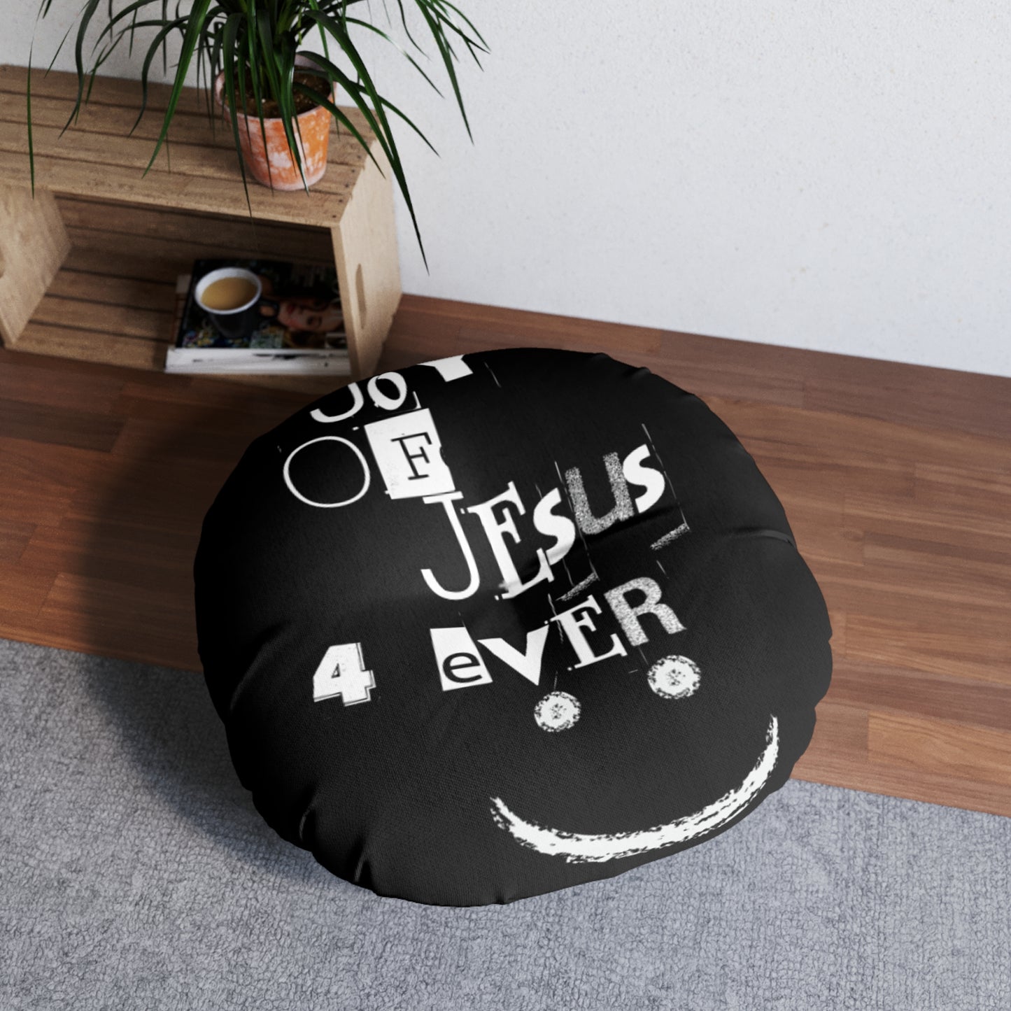 Joy Of Jesus 4 ever Tufted Floor Pillow, Round