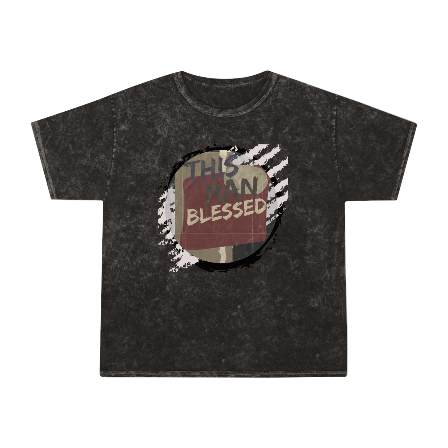 This Man Blessed Epic Edgy Mineral Wash Tee Shirt Hand Dyed Retro Impressive Durability Good Vibes