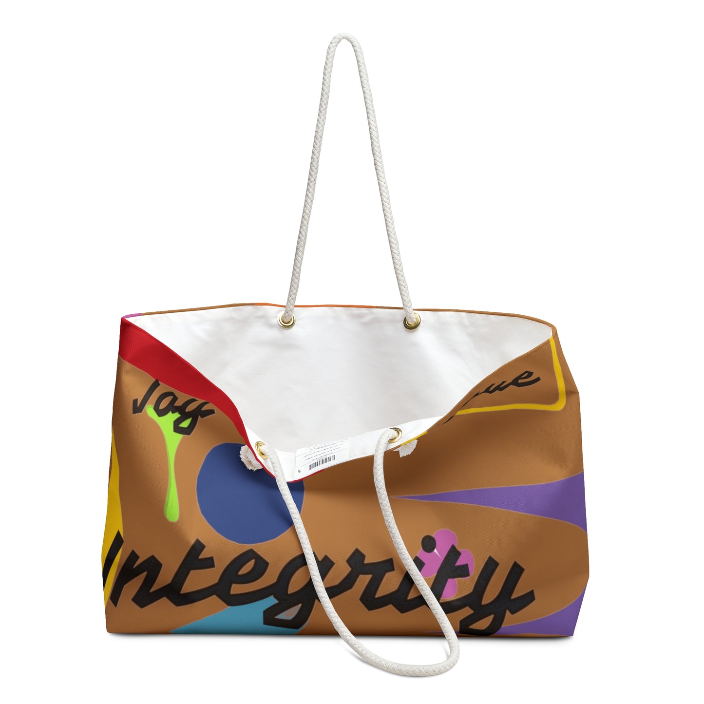 Travel in Style and Purpose: Vibrant Light Brown Weekender Bag with Inspirational Message