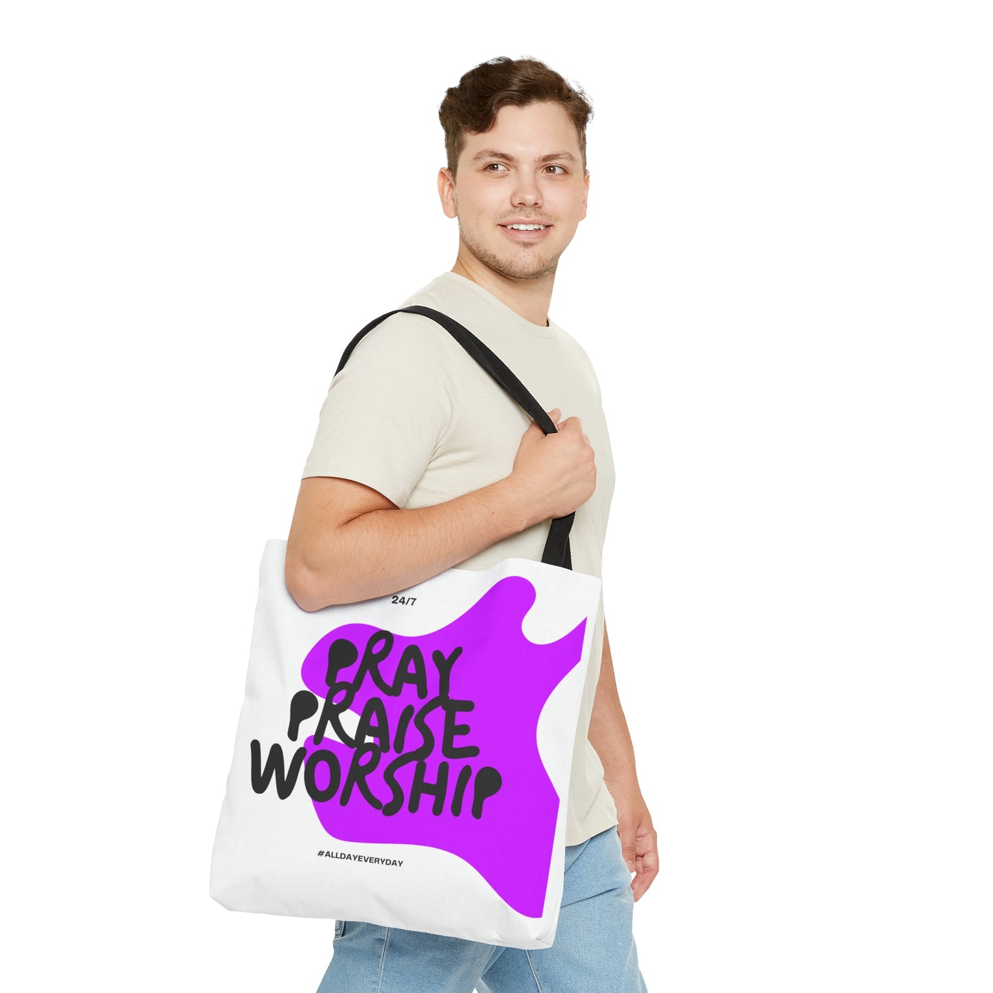 Pray Praise Worship Tote Bag