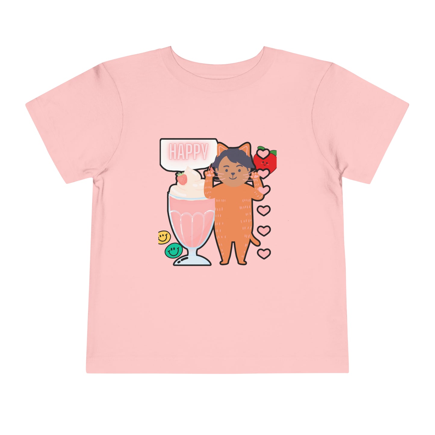 Adorable Toddler T-Shirt: Love is Purrrfect with Cute Cat and Milkshake Design