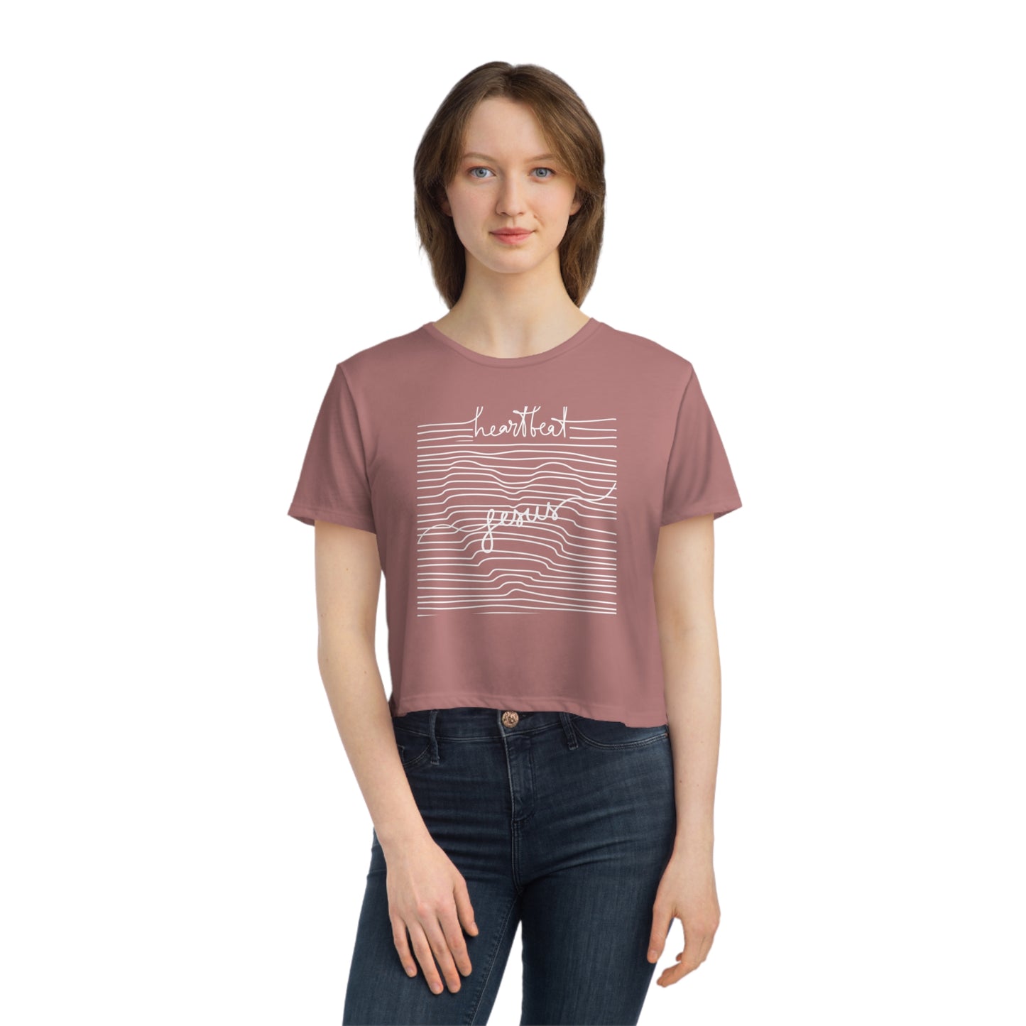 Jesus Heartbeat Women's Flowy Cropped Tee
