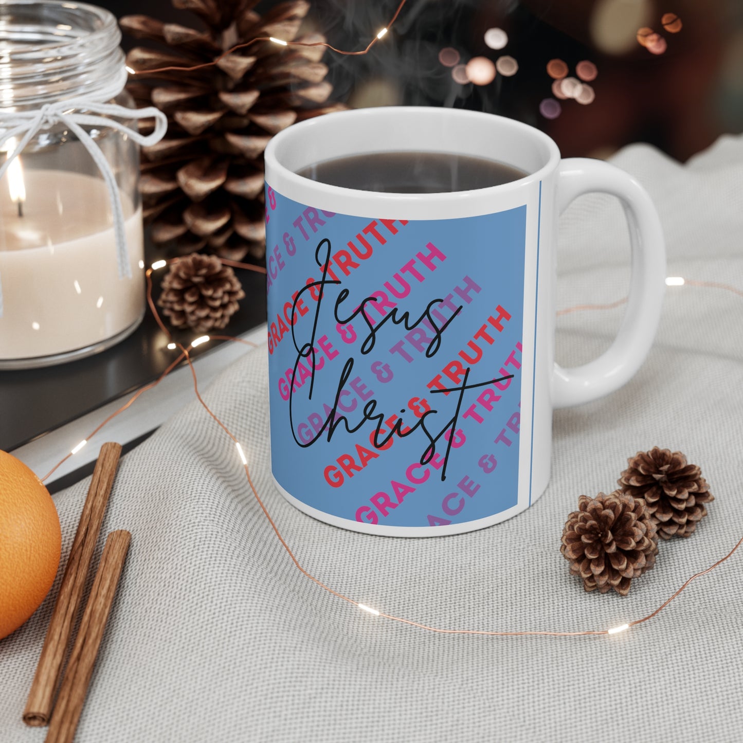 Jesus Christ Grace & Truth Ceramic Coffee Cups, 11oz, 15oz