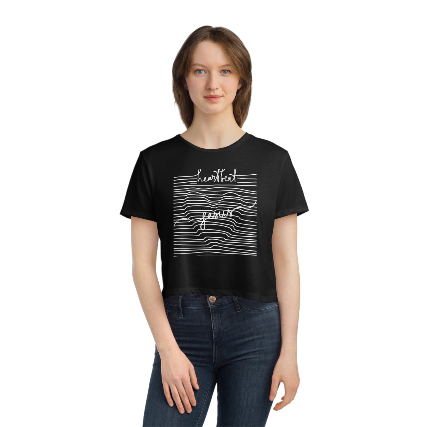 Jesus Heartbeat Women's Flowy Cropped Tee