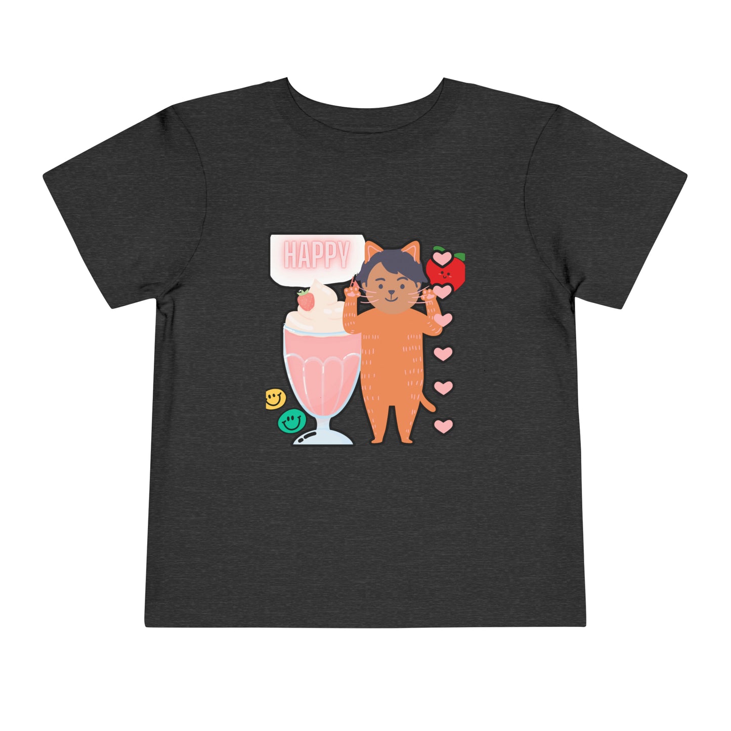 Adorable Toddler T-Shirt: Love is Purrrfect with Cute Cat and Milkshake Design