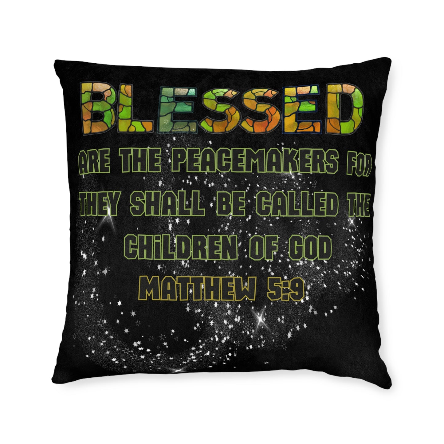 Matthew 5:9 Square Pillow - Pink Back