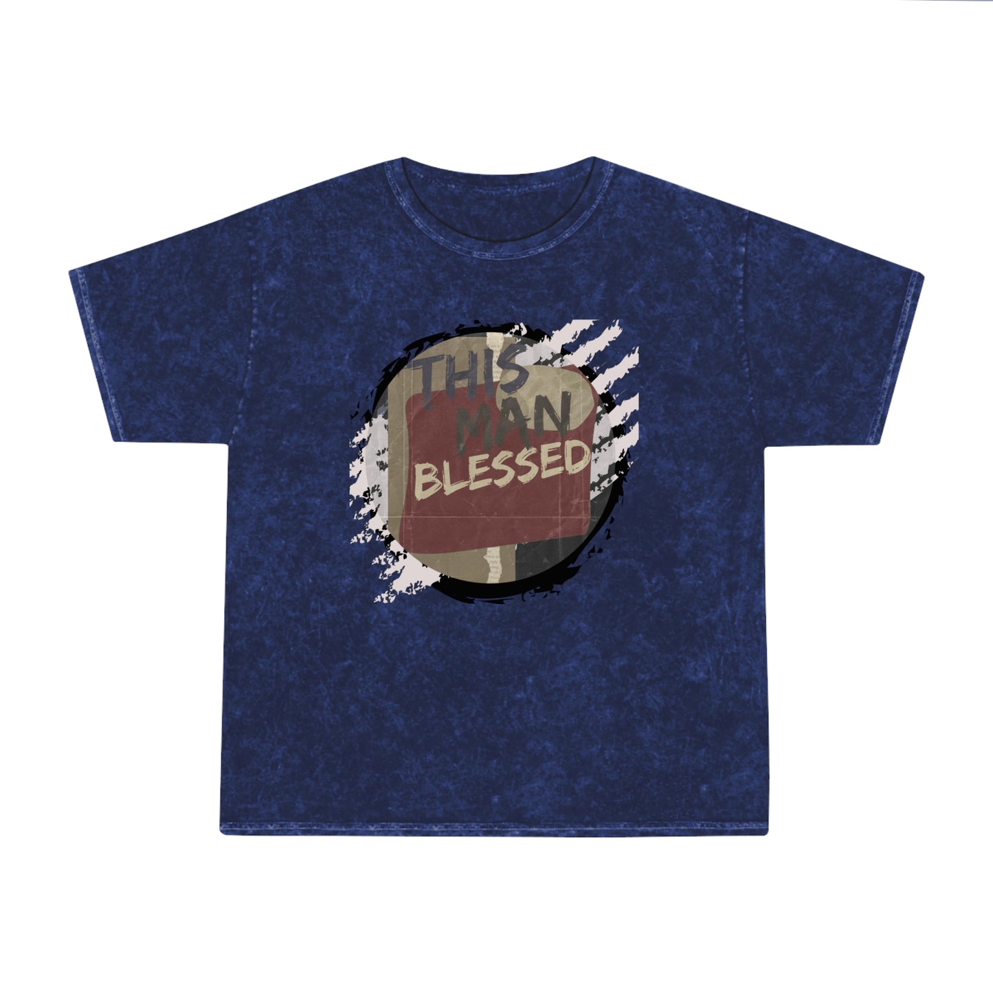 This Man Blessed Epic Edgy Mineral Wash Tee Shirt Hand Dyed Retro Impressive Durability Good Vibes