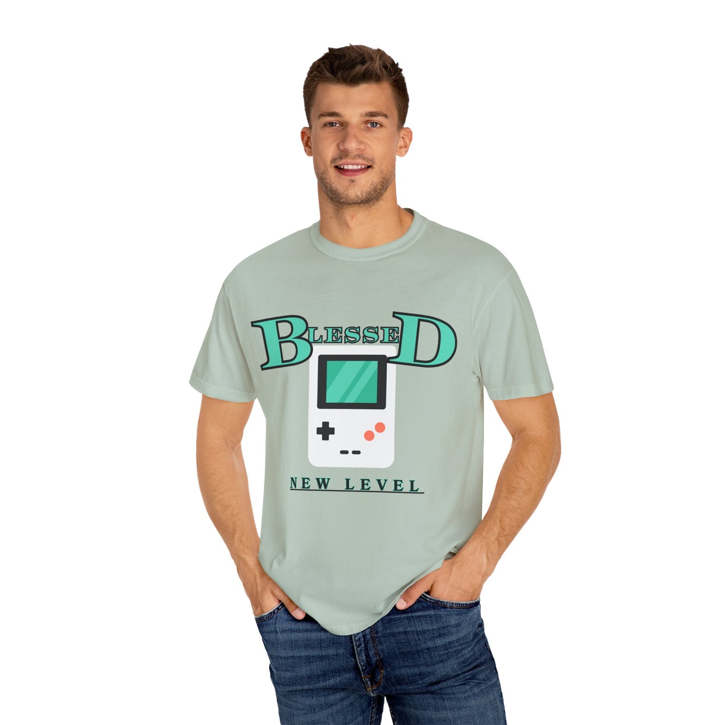 Blessed New Level Gameboy T-Shirt | Comfort Colors 1717 – Christian Graphic Tee