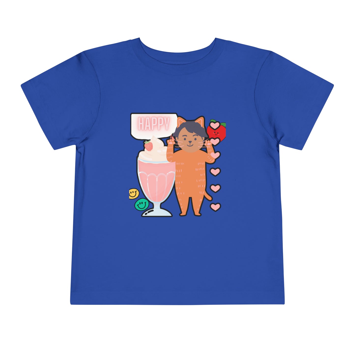 Adorable Toddler T-Shirt: Love is Purrrfect with Cute Cat and Milkshake Design