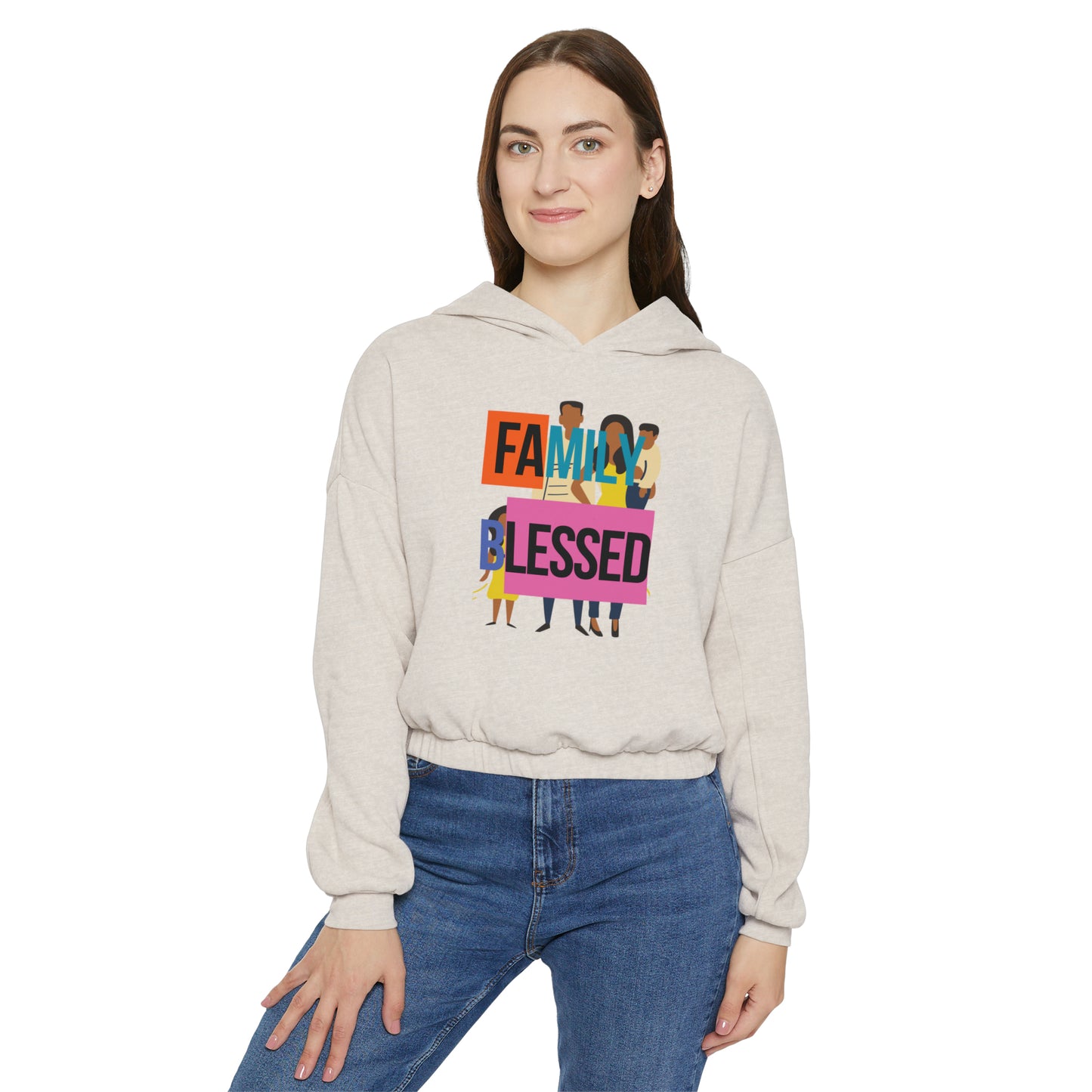 Togetherness unity family blessed love support strength family blessed bond love us together Family Blessed Women's Cinched Bottom Hoodie