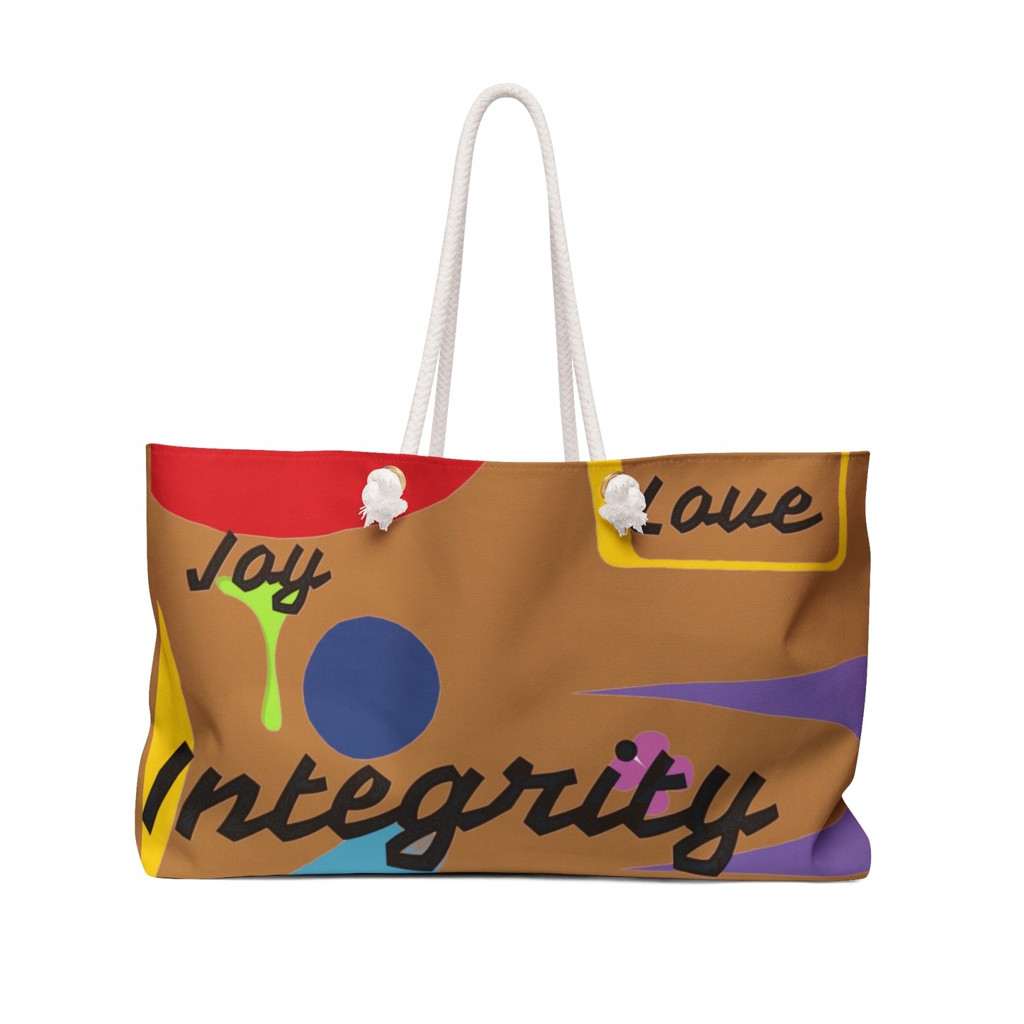 Travel in Style and Purpose: Vibrant Light Brown Weekender Bag with Inspirational Message
