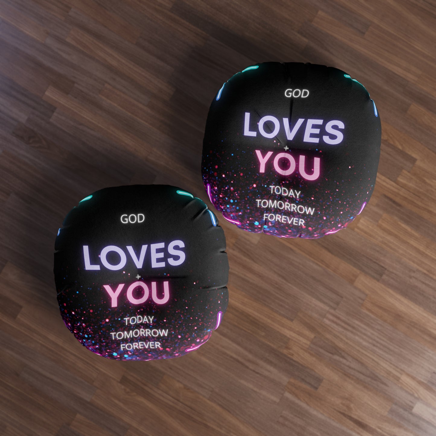 God Loves You Tufted Floor Pillow, Round