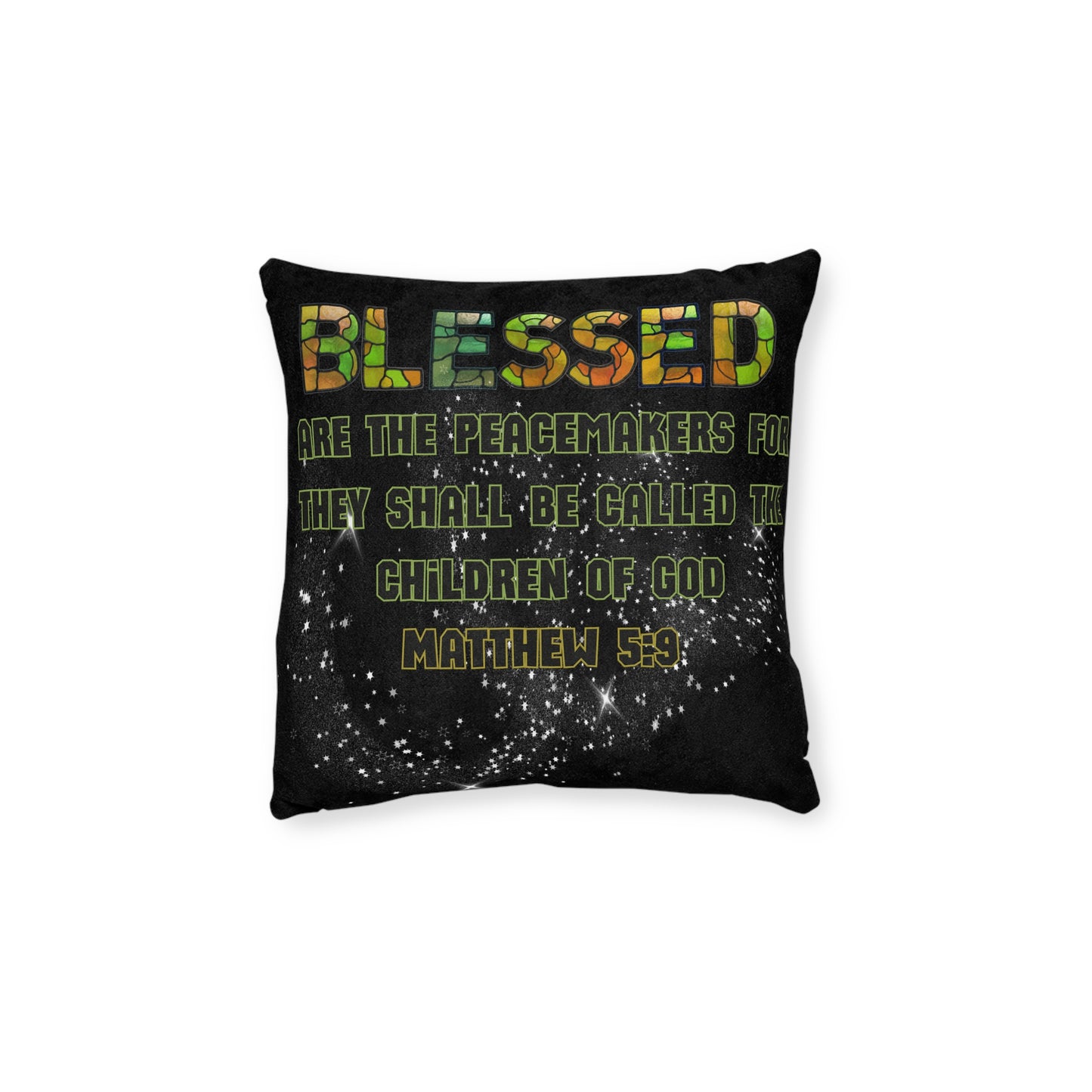 Matthew 5:9 Square Pillow - Pink Back