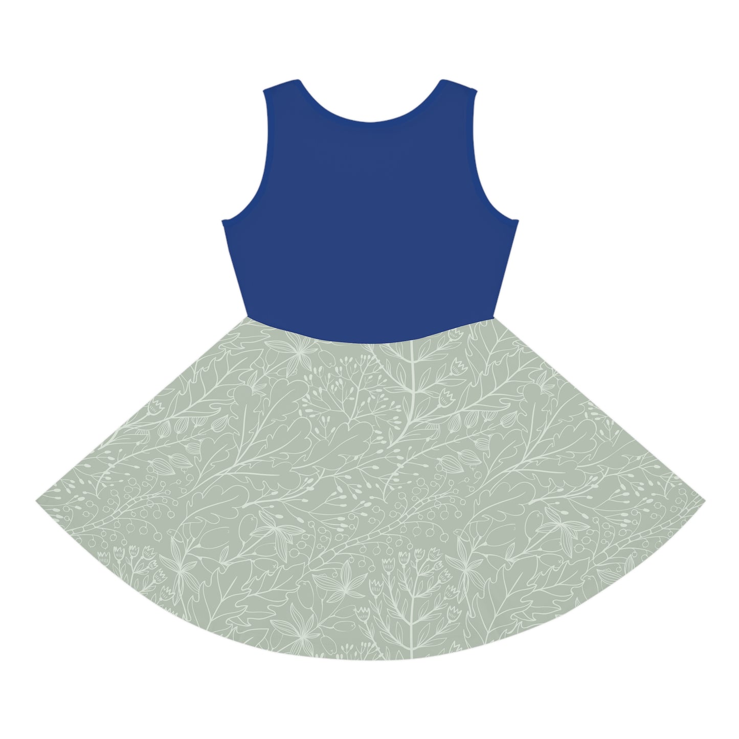 Cute Girls Toddler Sundress - Blue floral Cat love is