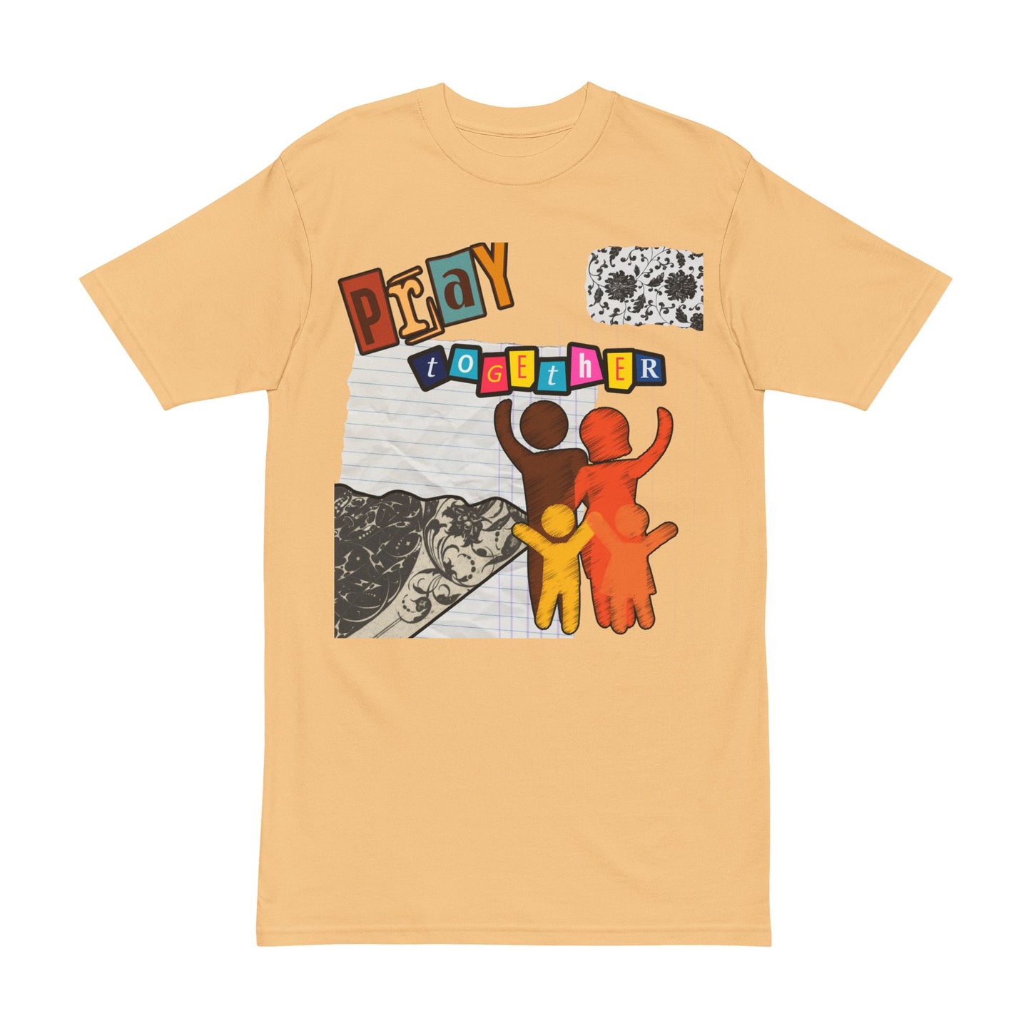 Graphic Tee Shirt with Family and Floral Cut Out Design