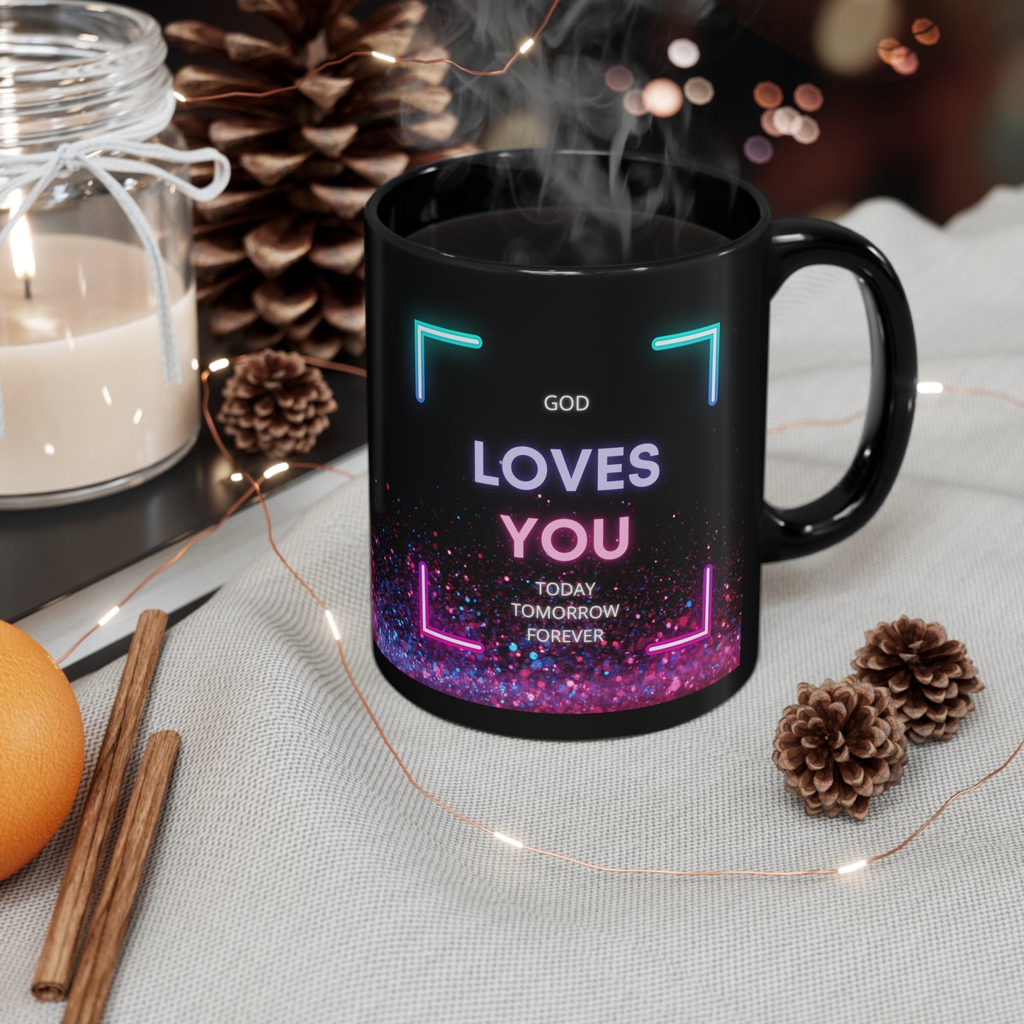 God Loves You 11oz Black Mug