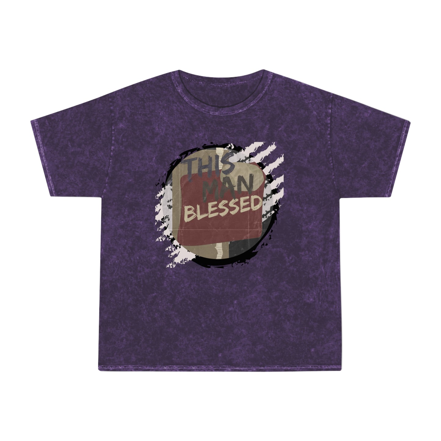 This Man Blessed Epic Edgy Mineral Wash Tee Shirt Hand Dyed Retro Impressive Durability Good Vibes