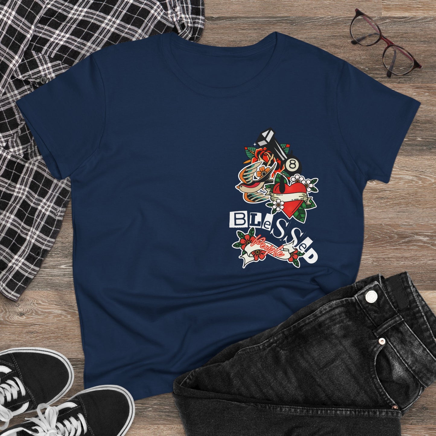 Vintage-Inspired Blessed Women's Midweight Cotton Tee
