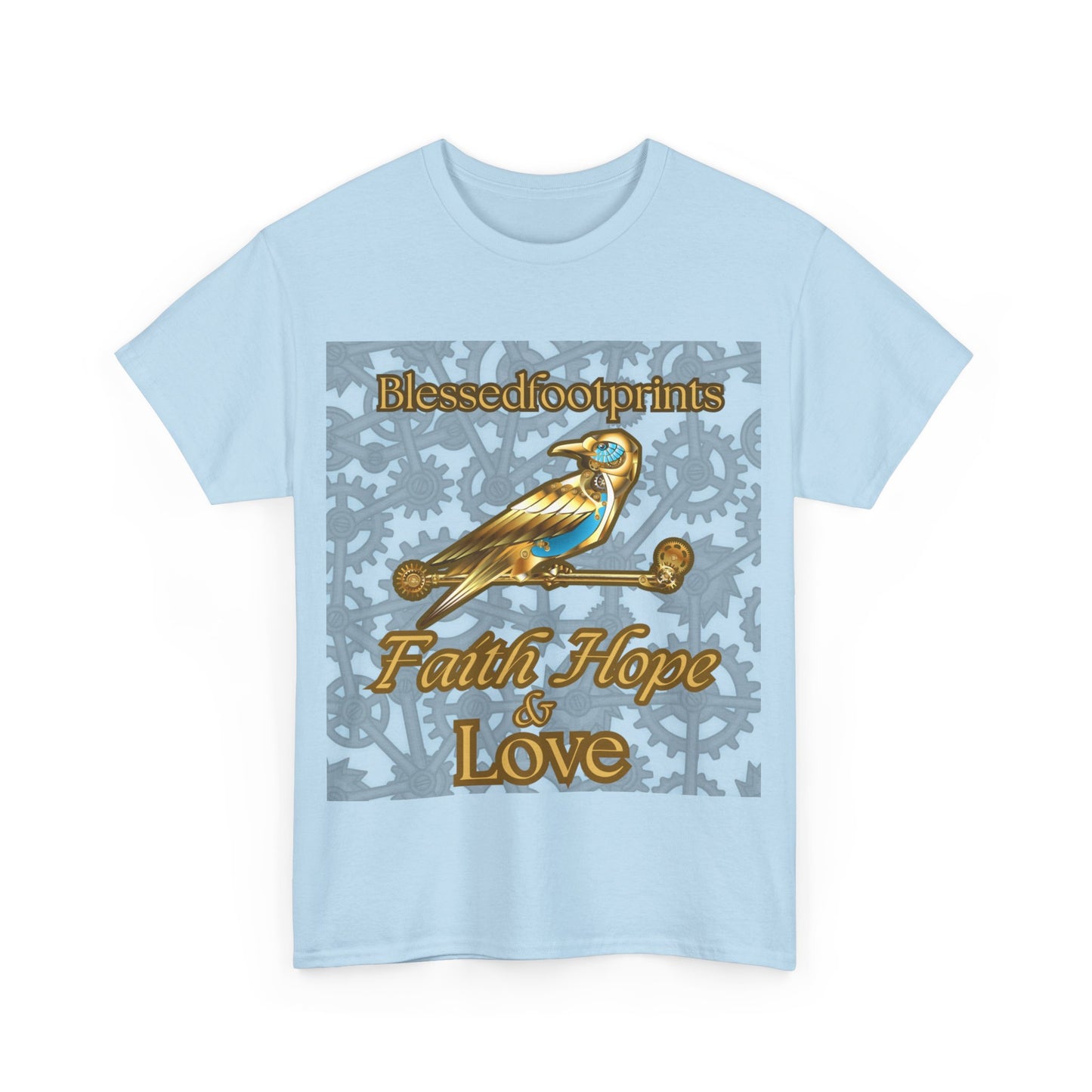 Blessedfootprints "Faith Hope & Love" Steampunk Bird T-Shirt