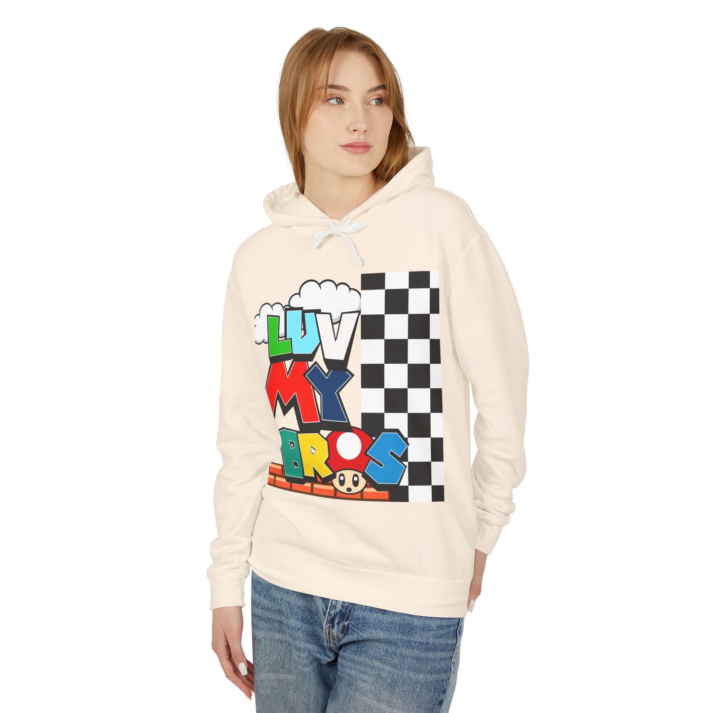 Unisex Lightweight Hooded Sweatshirt with Luv My Bros Design | Gaming Apparel, Casual Wear, Gift Idea, Cozy Hoodie, Fan Merchandise