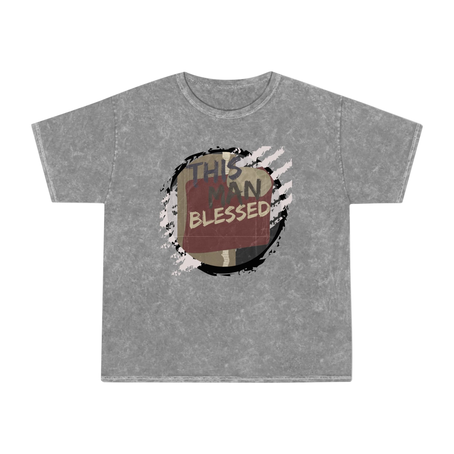 This Man Blessed Epic Edgy Mineral Wash Tee Shirt Hand Dyed Retro Impressive Durability Good Vibes