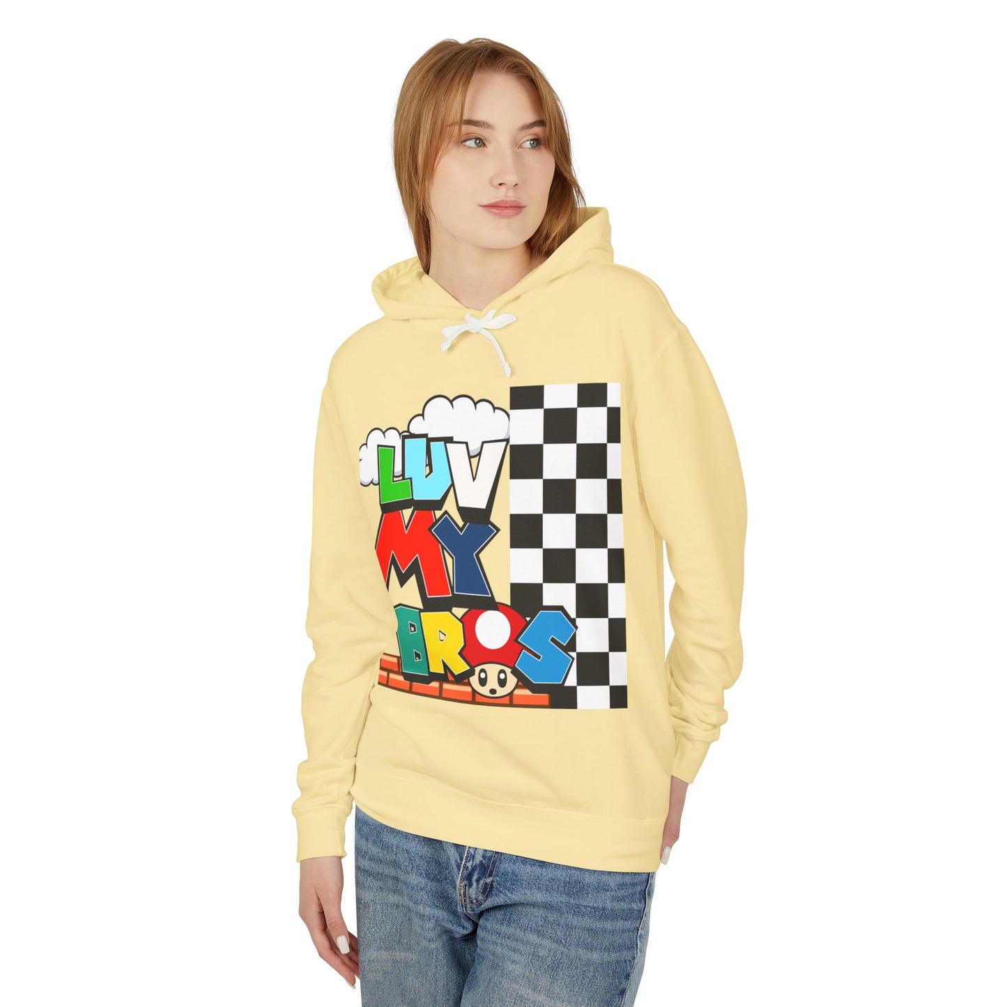 Unisex Lightweight Hooded Sweatshirt with Luv My Bros Design | Gaming Apparel, Casual Wear, Gift Idea, Cozy Hoodie, Fan Merchandise