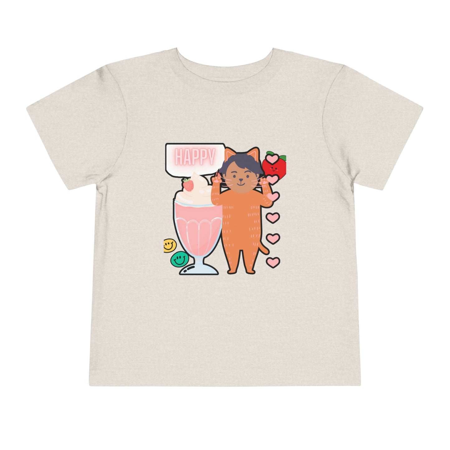 Adorable Toddler T-Shirt: Love is Purrrfect with Cute Cat and Milkshake Design