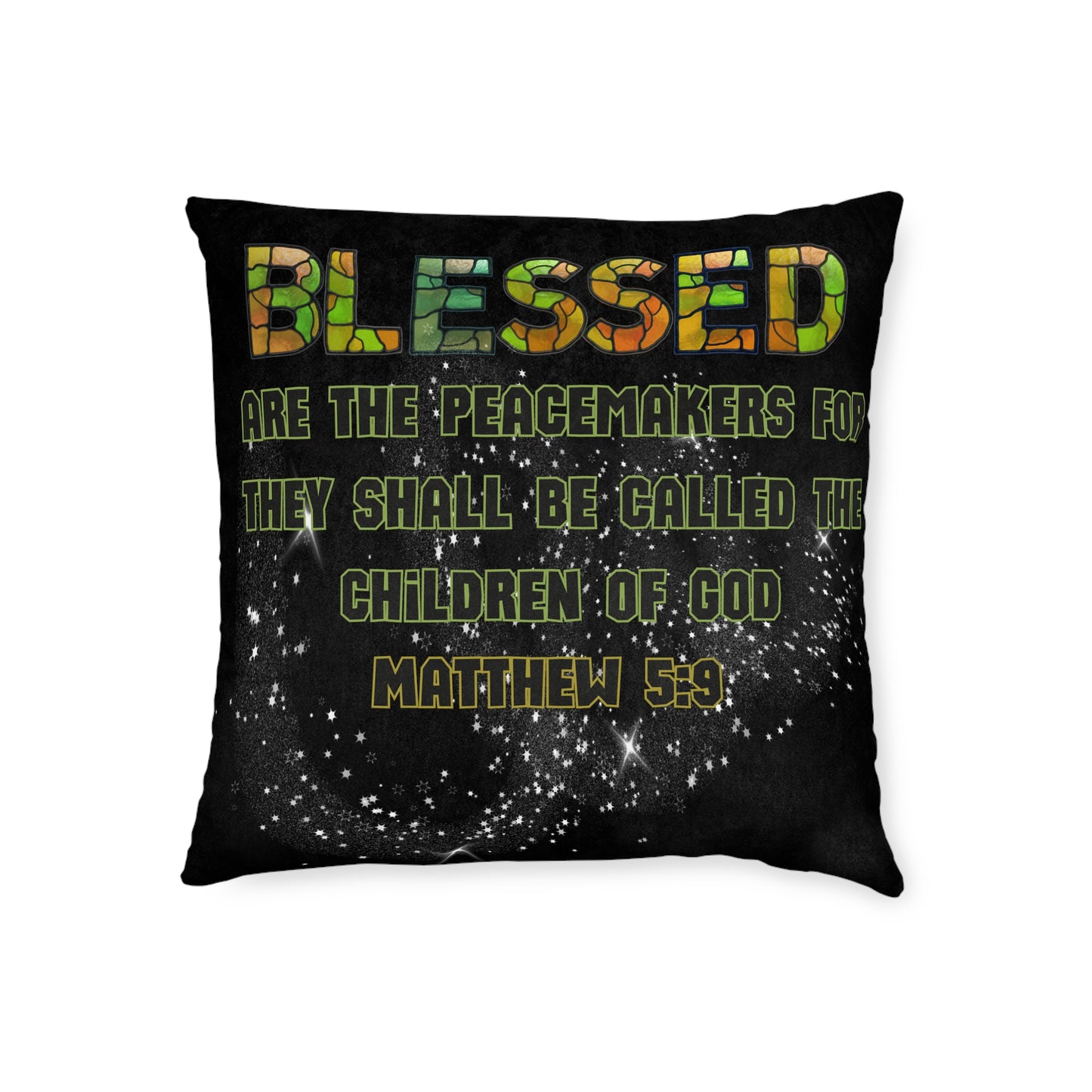 Matthew 5:9 Square Pillow - Pink Back