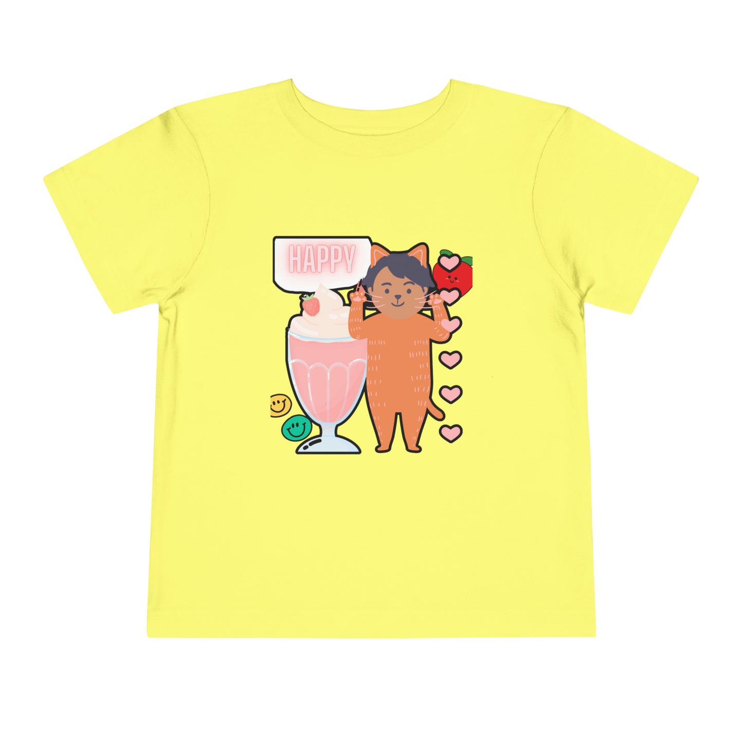 Adorable Toddler T-Shirt: Love is Purrrfect with Cute Cat and Milkshake Design