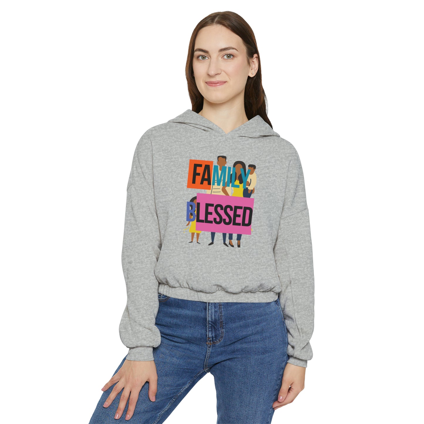 Togetherness unity family blessed love support strength family blessed bond love us together Family Blessed Women's Cinched Bottom Hoodie